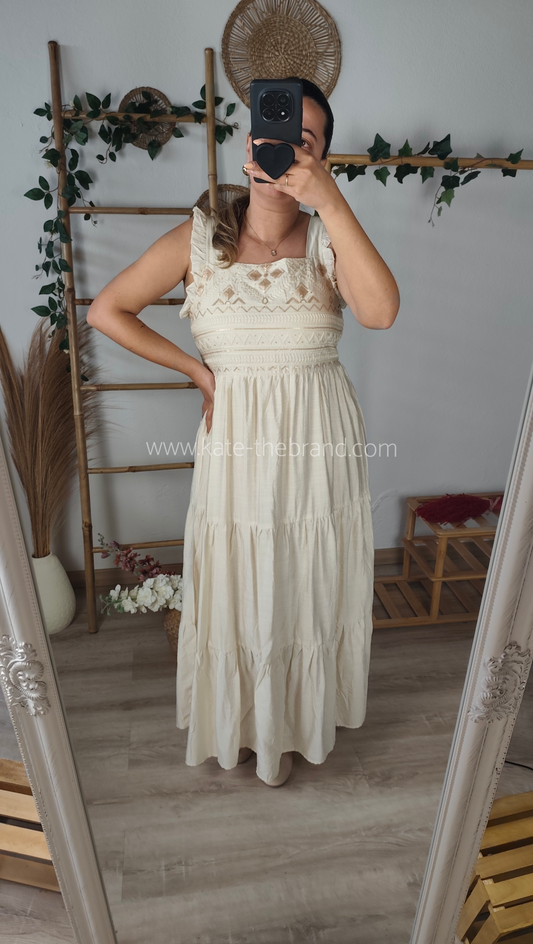 Vestido missangas beje